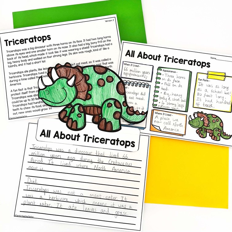 dinosaur research project non fiction information report graphic organizers writing craft reading passages
